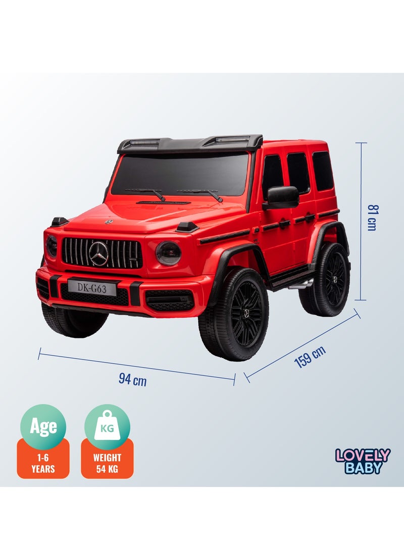 Lovely Baby Mercedes-Benz Powered Riding Jeep for Kids LB G63EL, Sit Drive Car with Remote-Control, Light & Music, 1-6 Yrs - Red