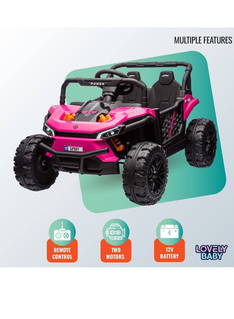 Lovely Baby Powered Riding Jeep for Kids LB 5151, Battery Operated Power Truck with Remote-Control, Light, Music, Best Gift for children 1-4 Yrs - Pink