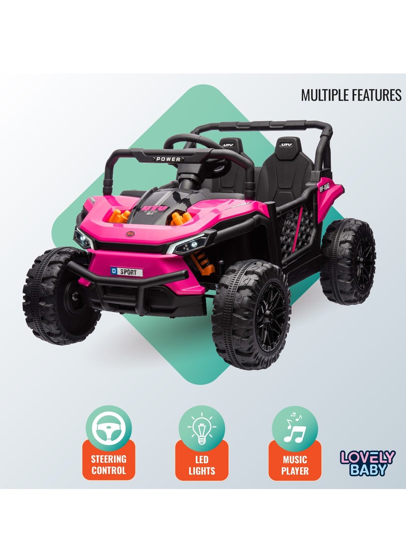 Lovely Baby Powered Riding Jeep for Kids LB 5151, Battery Operated Power Truck with Remote-Control, Light, Music, Best Gift for children 1-4 Yrs - Pink