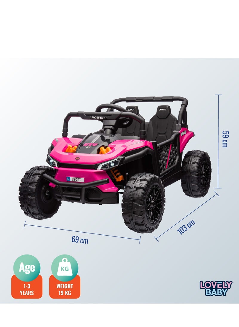 Lovely Baby Powered Riding Jeep for Kids LB 5151, Battery Operated Power Truck with Remote-Control, Light, Music, Best Gift for children 1-4 Yrs - Pink