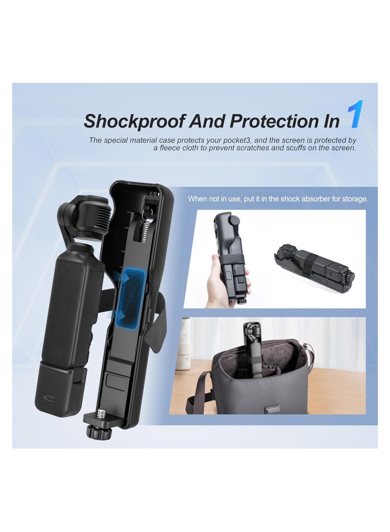 For OSMO Pocket 3 Handheld Stabilizer, Mini Z-Axis Anti-Shake Handle Grip Holder Storage Protective Case for DJI Osmo Pocket 3 Creator Combo Accessories for Camera Vlog Live Shooting Video