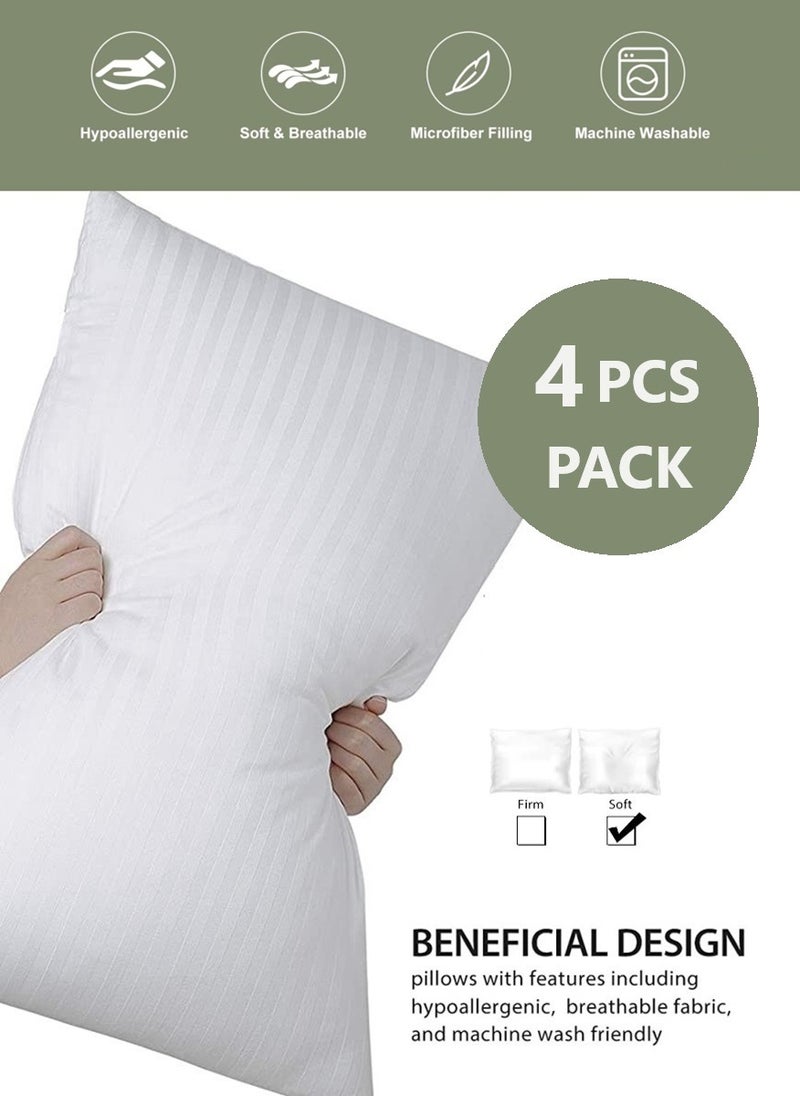 4 Piece Cotton Stripe Pillow Cotton Bed Pillow 50x90 cm Made in Uae