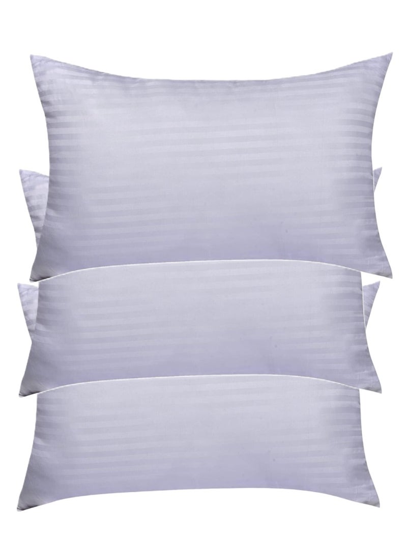 3 Piece Bed Pillow Cotton Stripe White Fabric 50X90cm Made in Uae