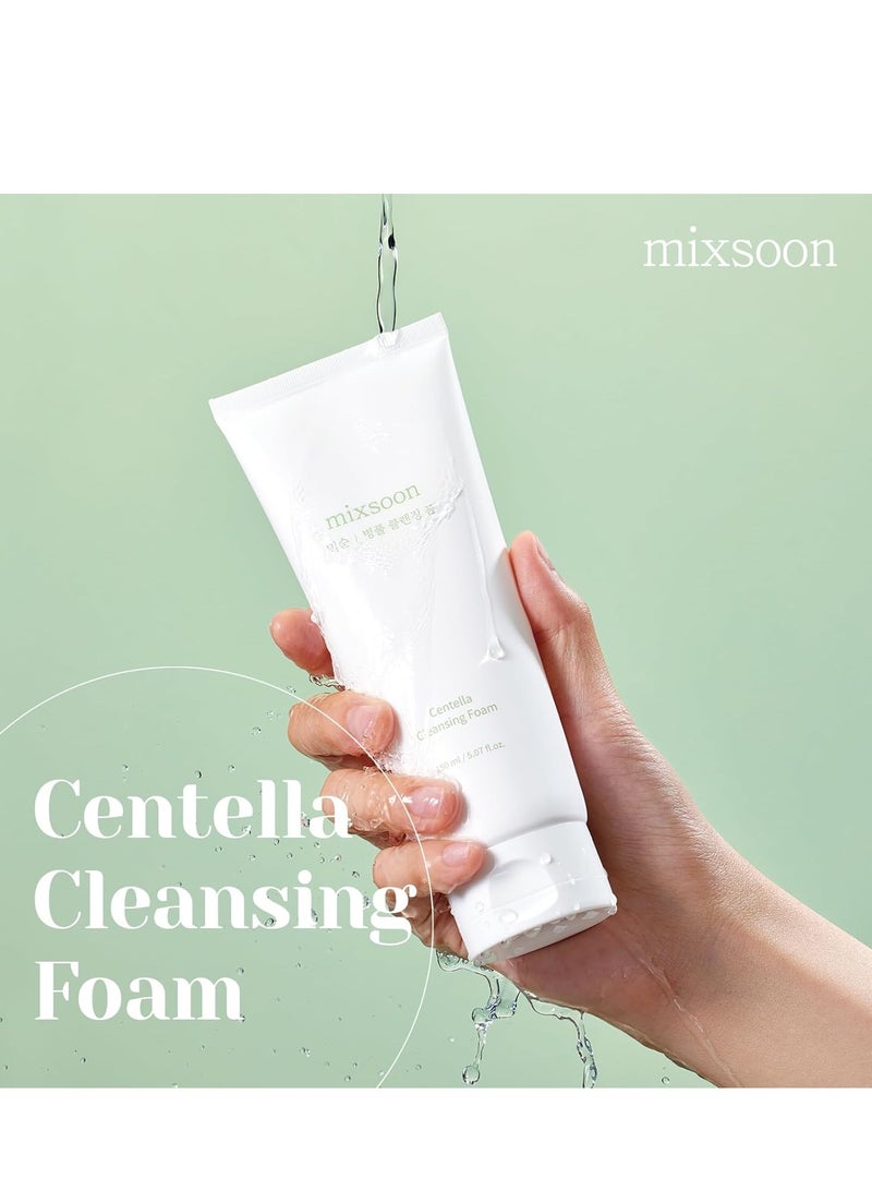 mixsoon Centella Cleansing Foam 150ml, Low pH cleansing foam for soothing and moisturization, cruelty-free, Korean Facial Cleanser, Korean Face Wash