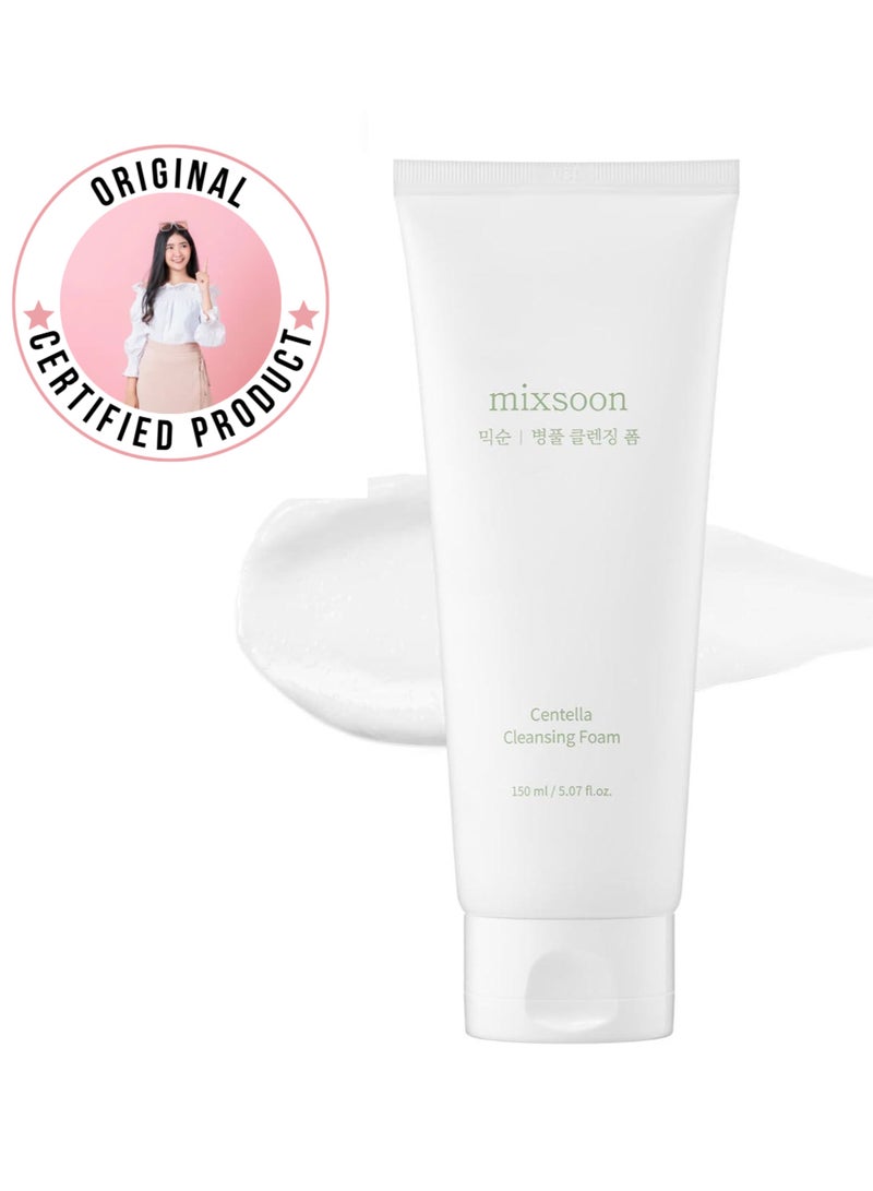 mixsoon Centella Cleansing Foam 150ml, Low pH cleansing foam for soothing and moisturization, cruelty-free, Korean Facial Cleanser, Korean Face Wash