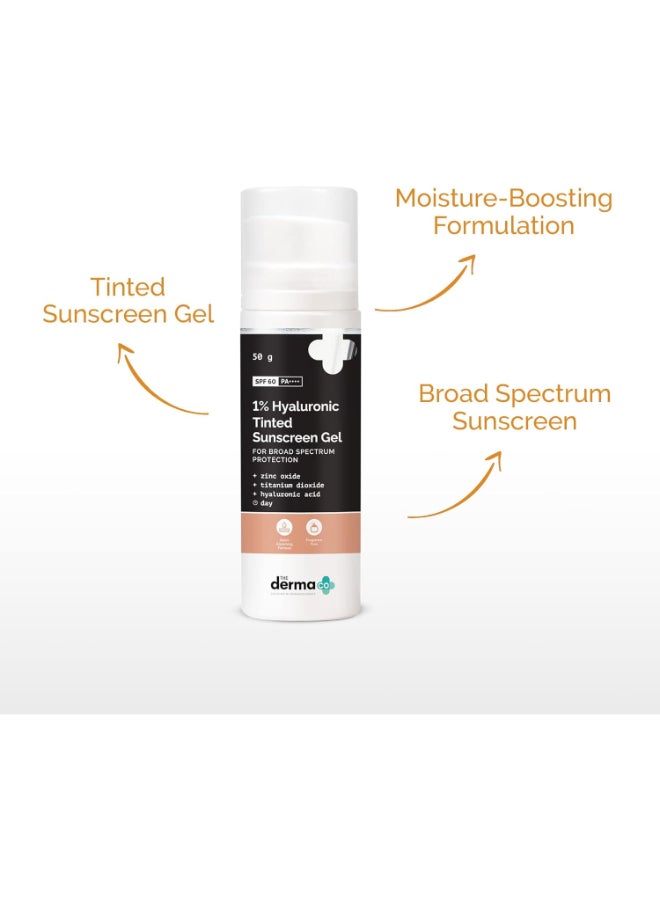 The Derma Co 1% Hyaluronic Tinted Sunscreen Gel for Broad Spectrum Protection - 50g