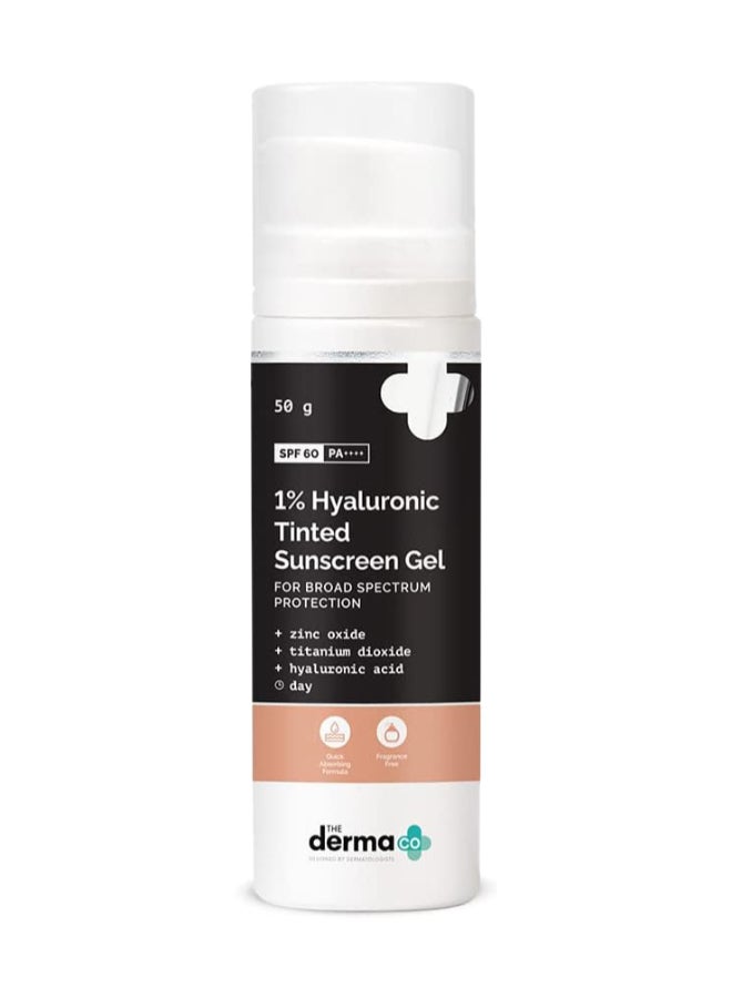 The Derma Co 1% Hyaluronic Tinted Sunscreen Gel for Broad Spectrum Protection - 50g