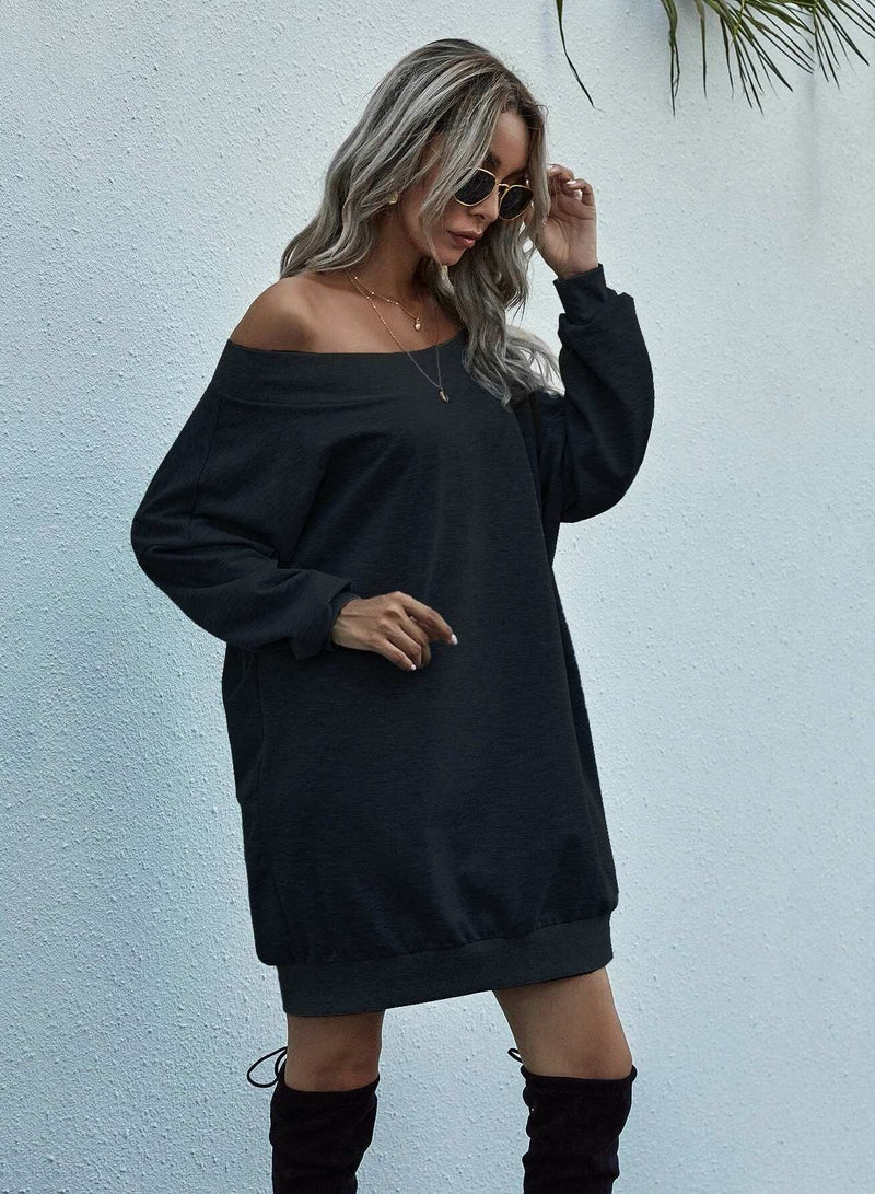 Off-the-Shoulder Mini Sweatshirt Dress