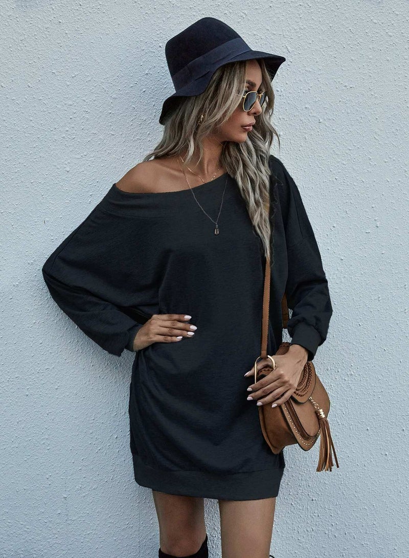 Off-the-Shoulder Mini Sweatshirt Dress