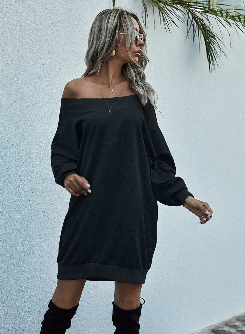 Off-the-Shoulder Mini Sweatshirt Dress