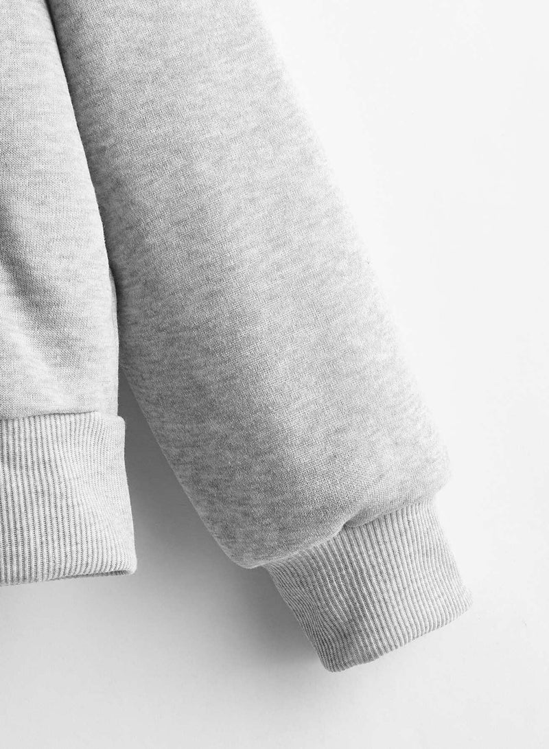 Heathered Knit Zip-Up Drawstring Hoodie