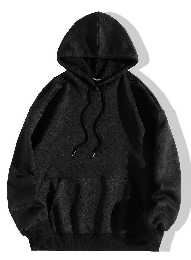 1pack Kangaroo Pocket Drop Shoulder Hoodie