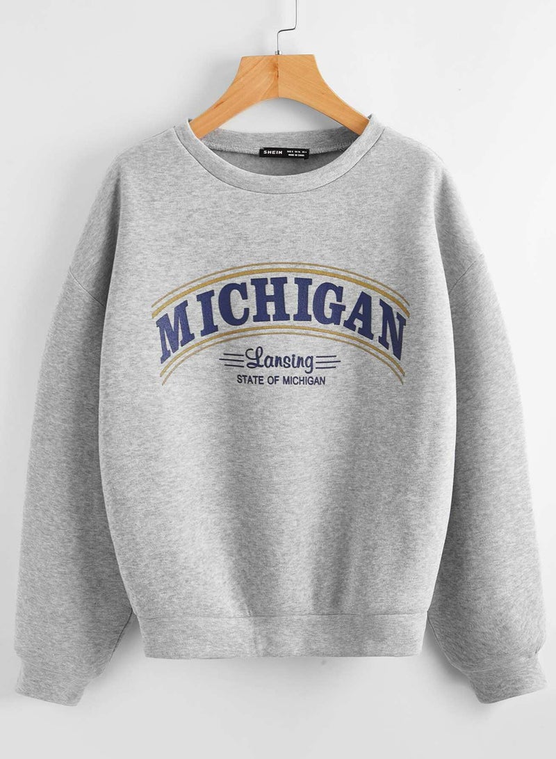 Drop Shoulder Letter Graphic Sweatshirt