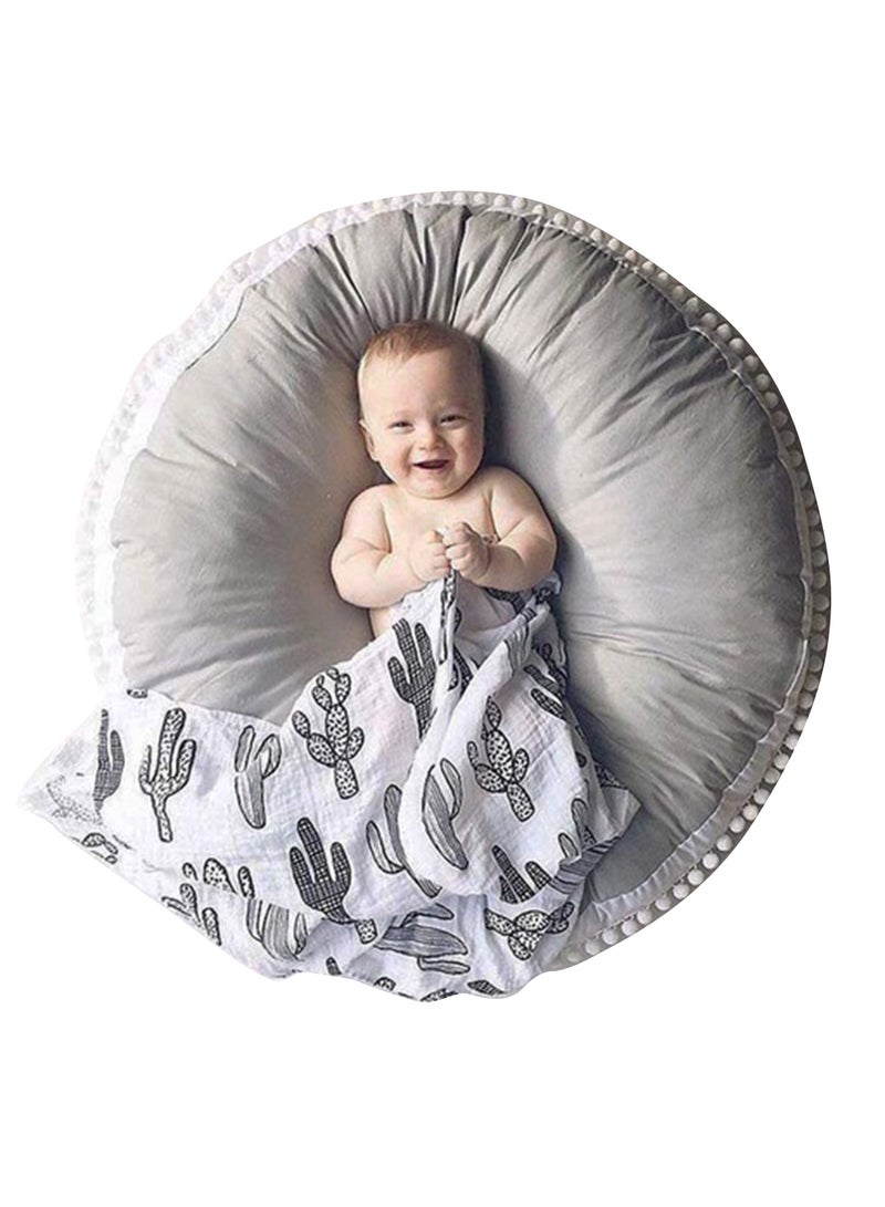 Big Circle Baby Floor Pillow For Kids Round Stuffed Plush Back Seat Cushion