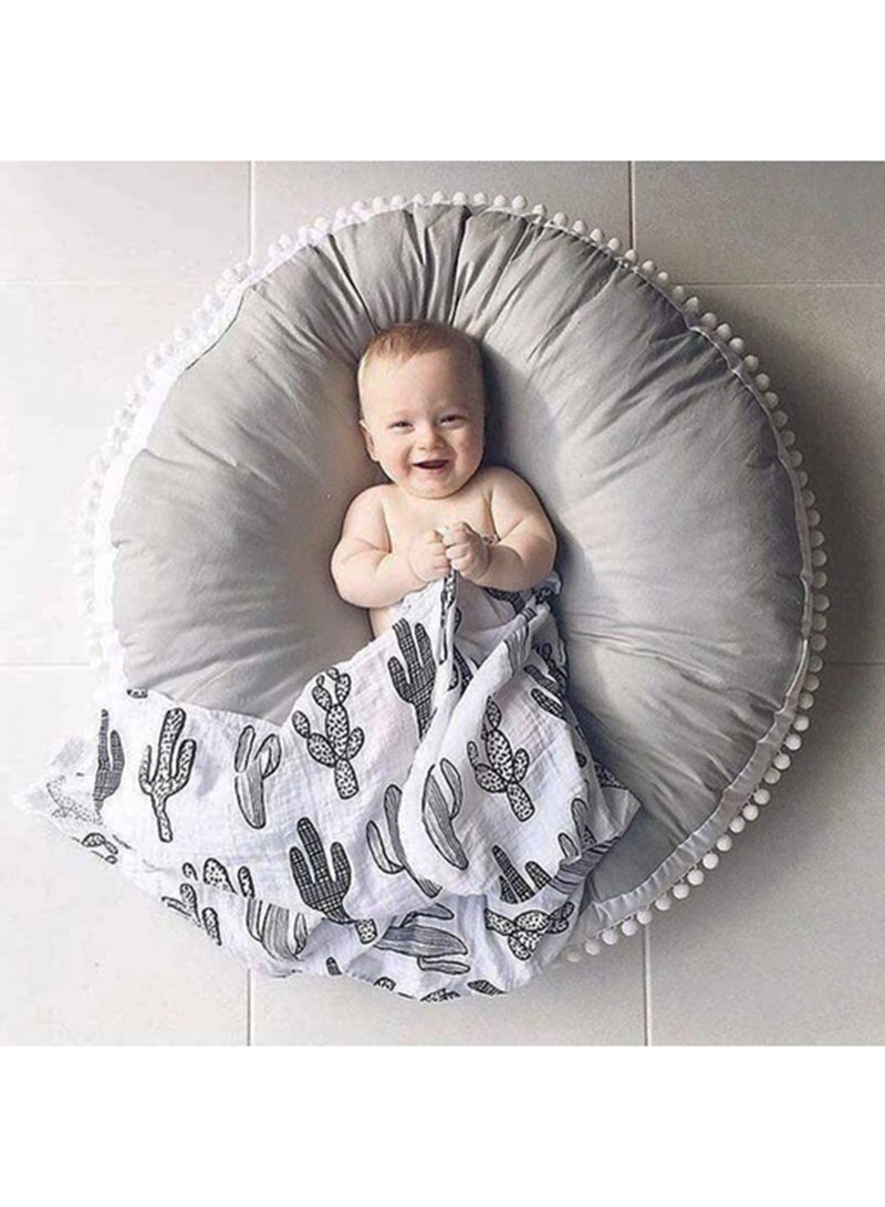 Big Circle Baby Floor Pillow For Kids Round Stuffed Plush Back Seat Cushion