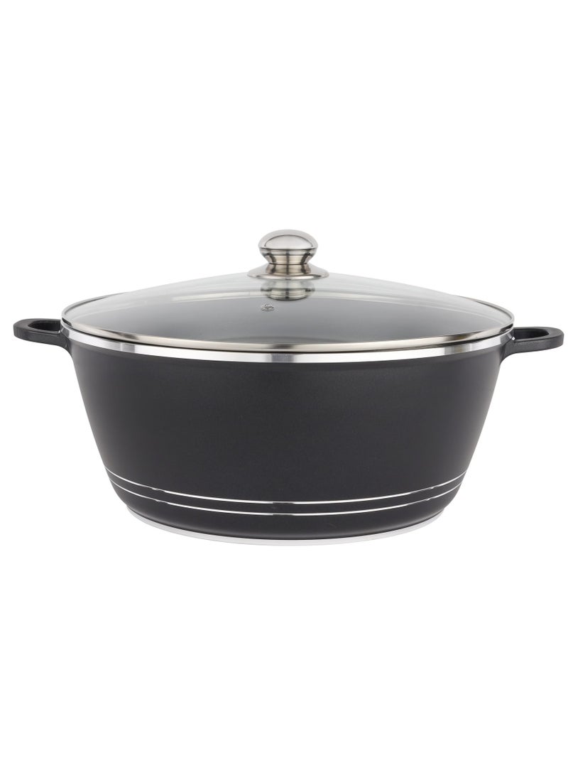Delcasa 36 cm Die Cast Casserole- DC3204 Non Stick Aluminum Cookware with Non Stick Coating, Compatible with Hot Plate, Halogen, Gas Cooktops with Tempered Glass Lid