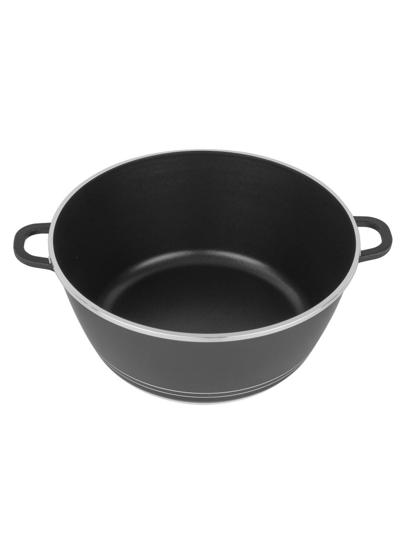 Delcasa 36 cm Die Cast Casserole- DC3204 Non Stick Aluminum Cookware with Non Stick Coating, Compatible with Hot Plate, Halogen, Gas Cooktops with Tempered Glass Lid