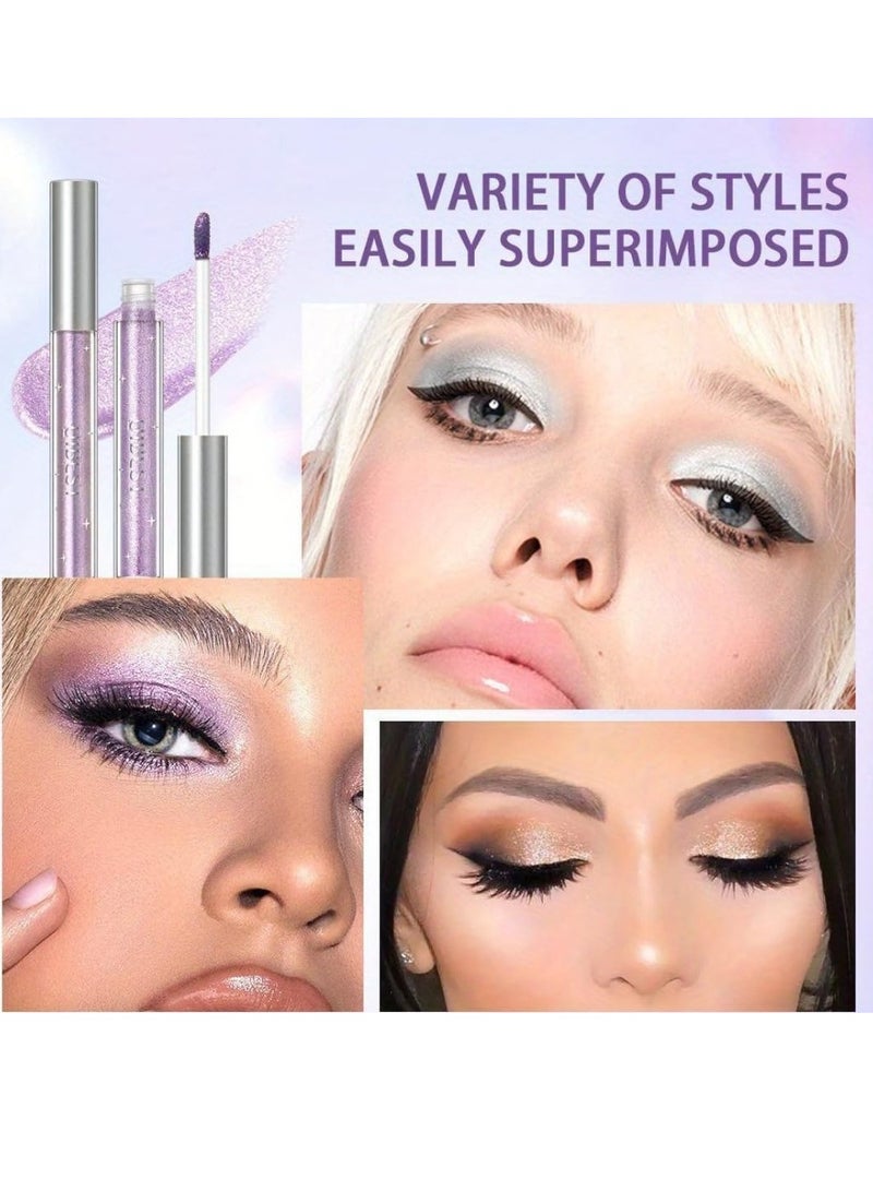 12Pcs Glitter Liquid Eyeshadow Sweatproof Makeup Set Multi Color Glitter Pressed All Highly Pigmented Blending Liquid Glitter Eyeshadow Makeup Metallic Shimmer Glitter Eyeshadow Set B