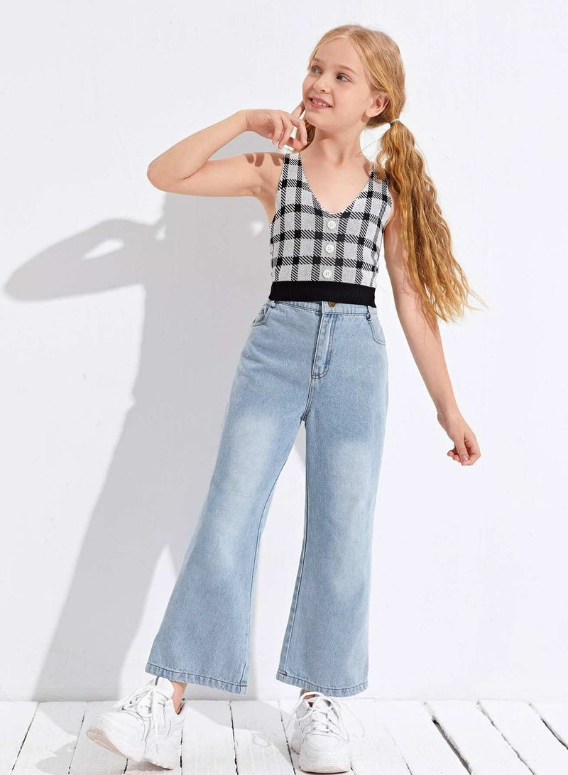 Girls Solid Flare Leg Jeans