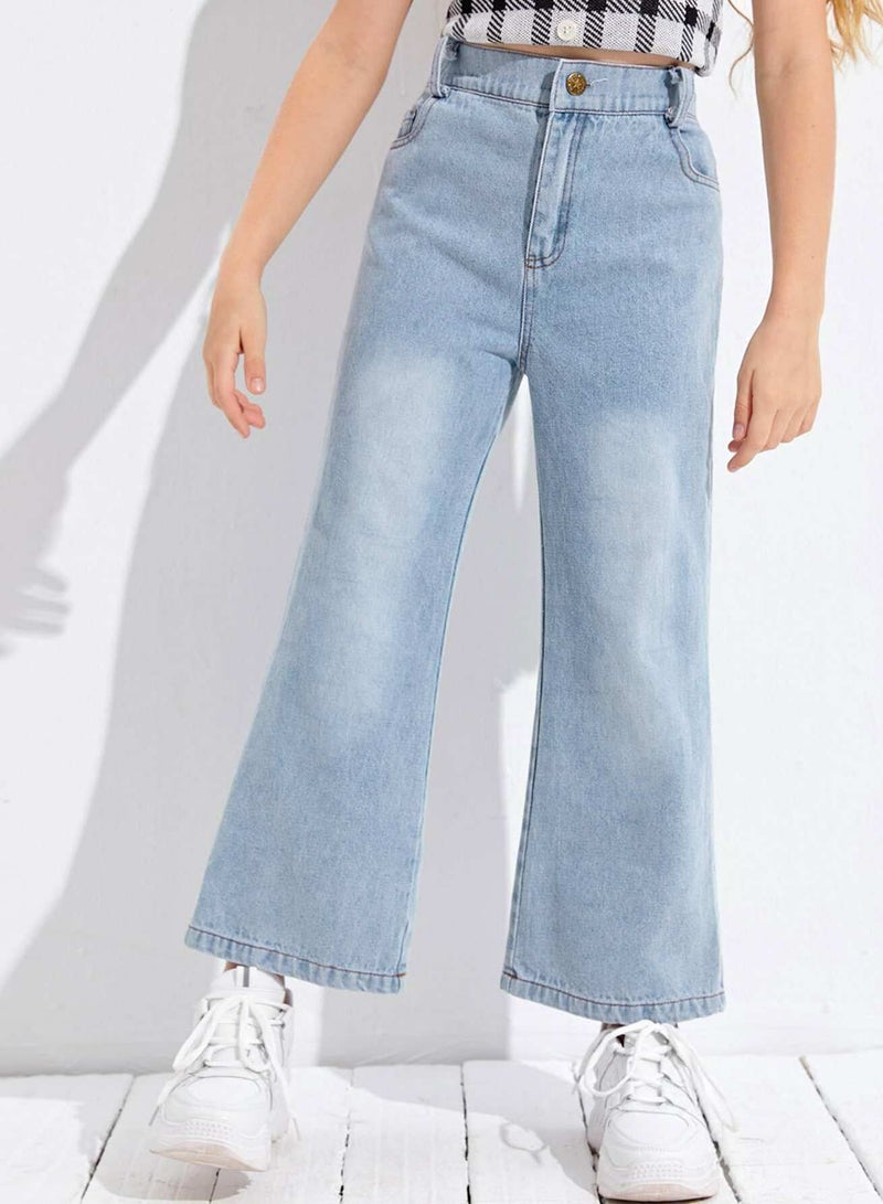 Girls Solid Flare Leg Jeans