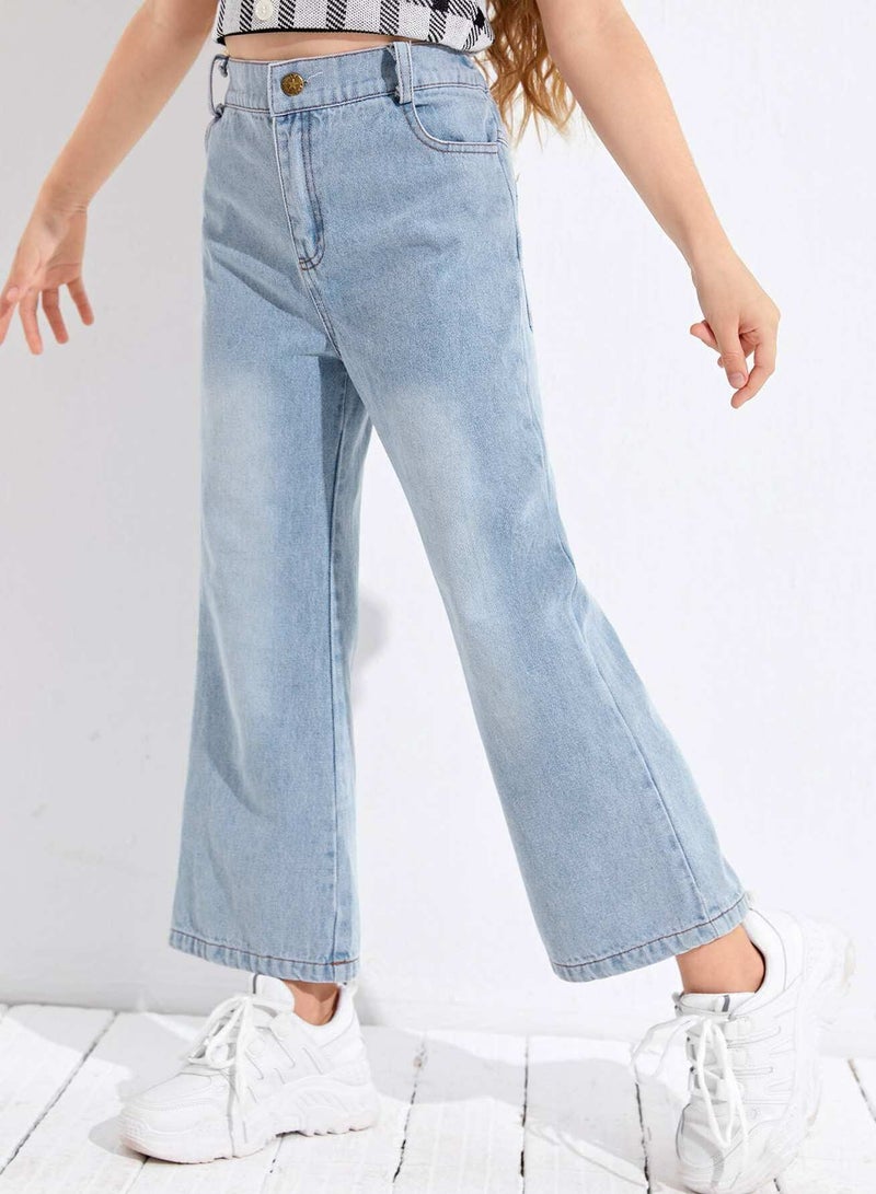 Girls Solid Flare Leg Jeans