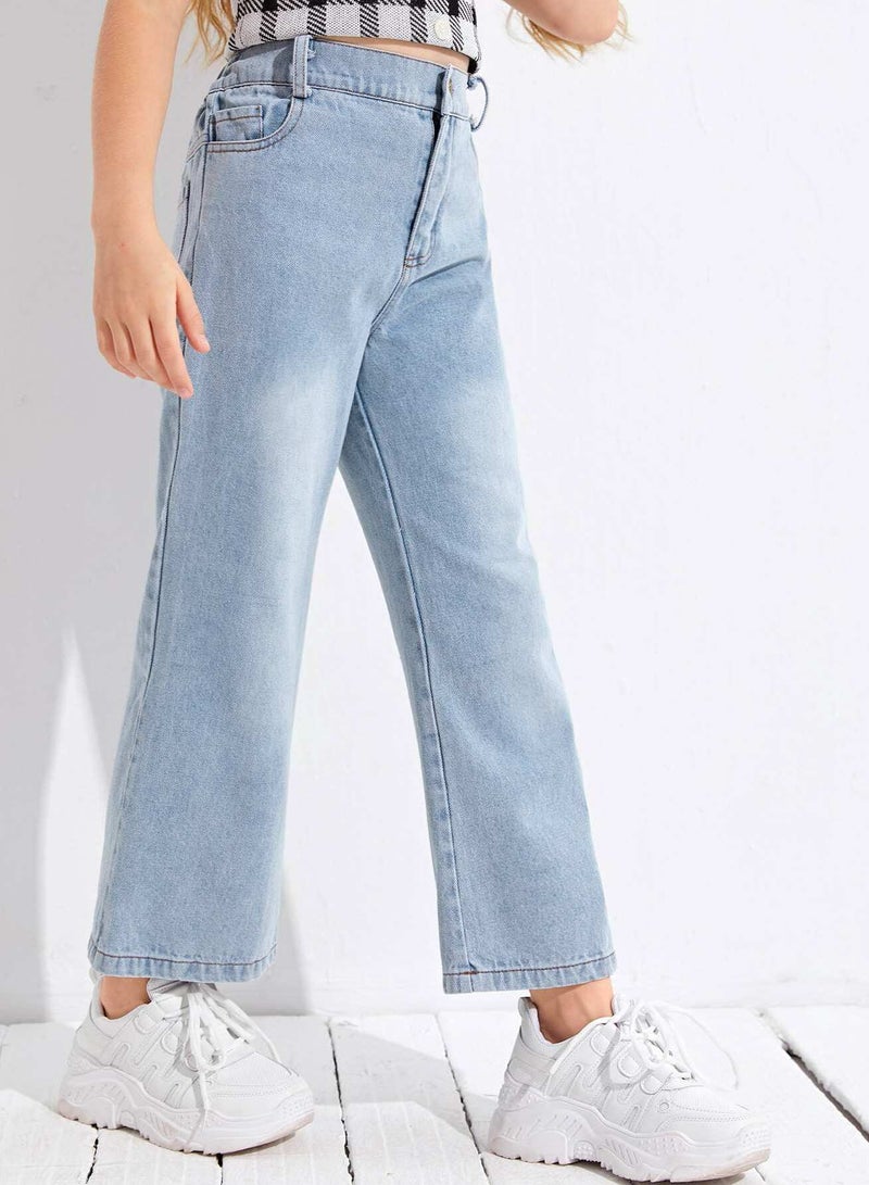 Girls Solid Flare Leg Jeans