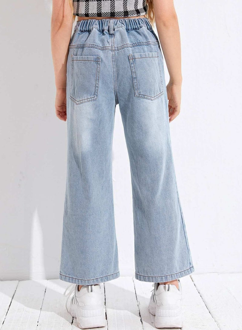 Girls Solid Flare Leg Jeans