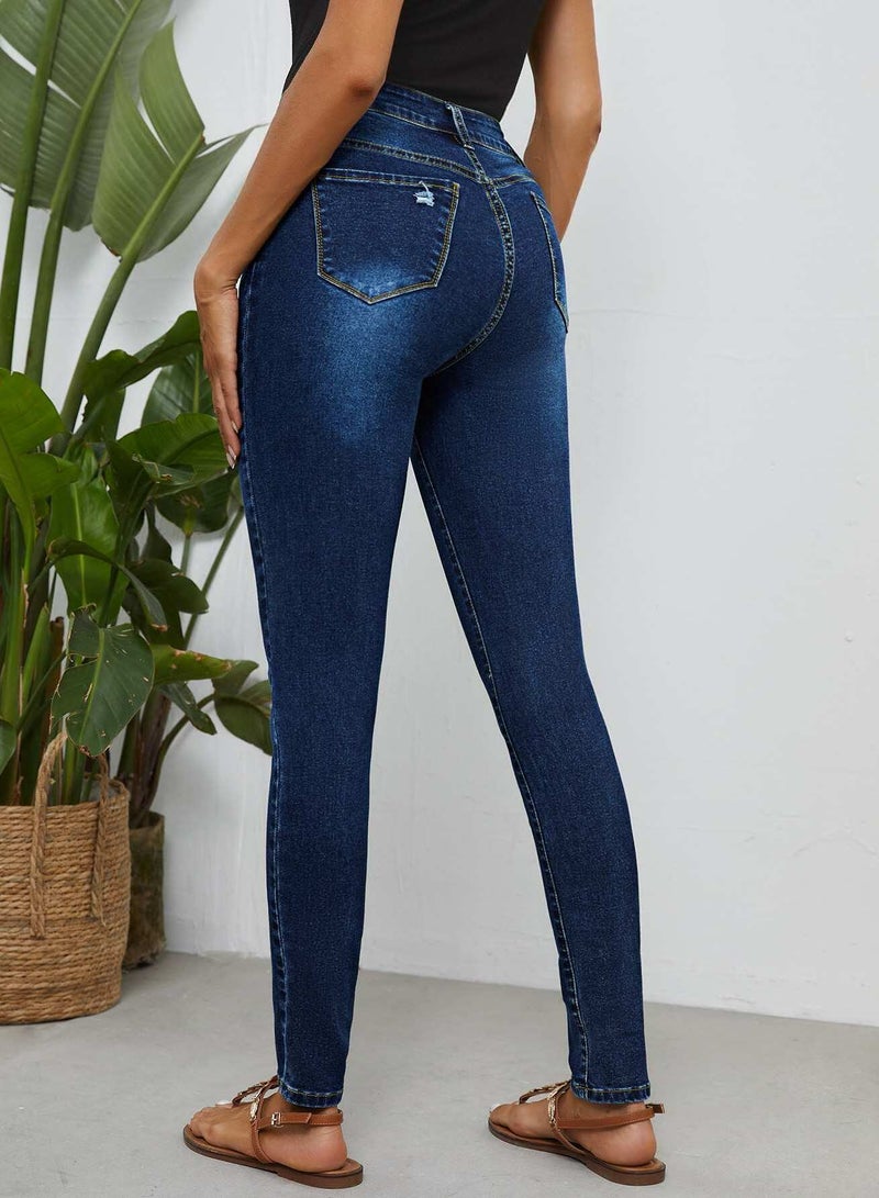 High Waist Ripped Skinny Jeans