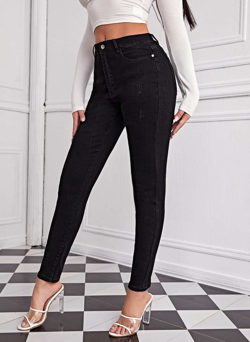 Stonewash High-Rise Skinny Jeans