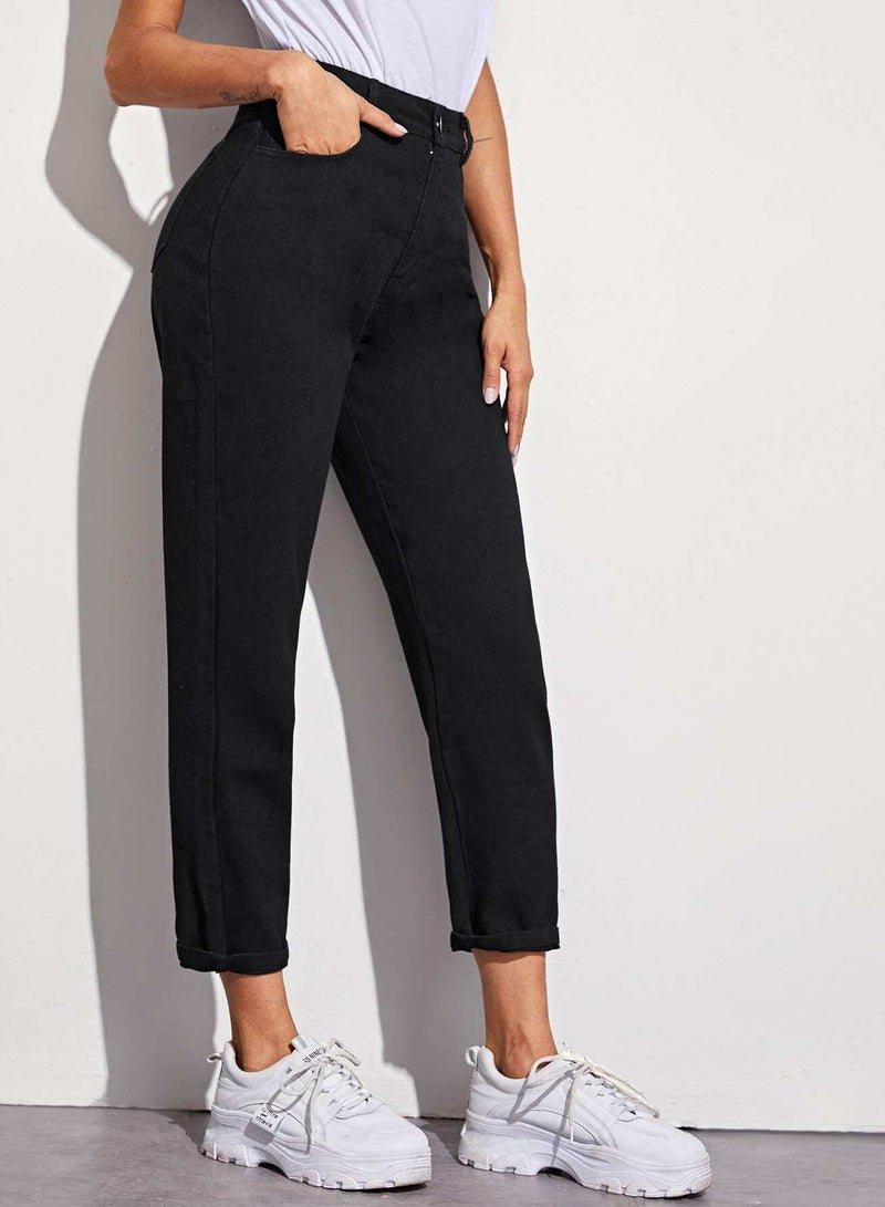 High Waist Cropped Carrot Jeans