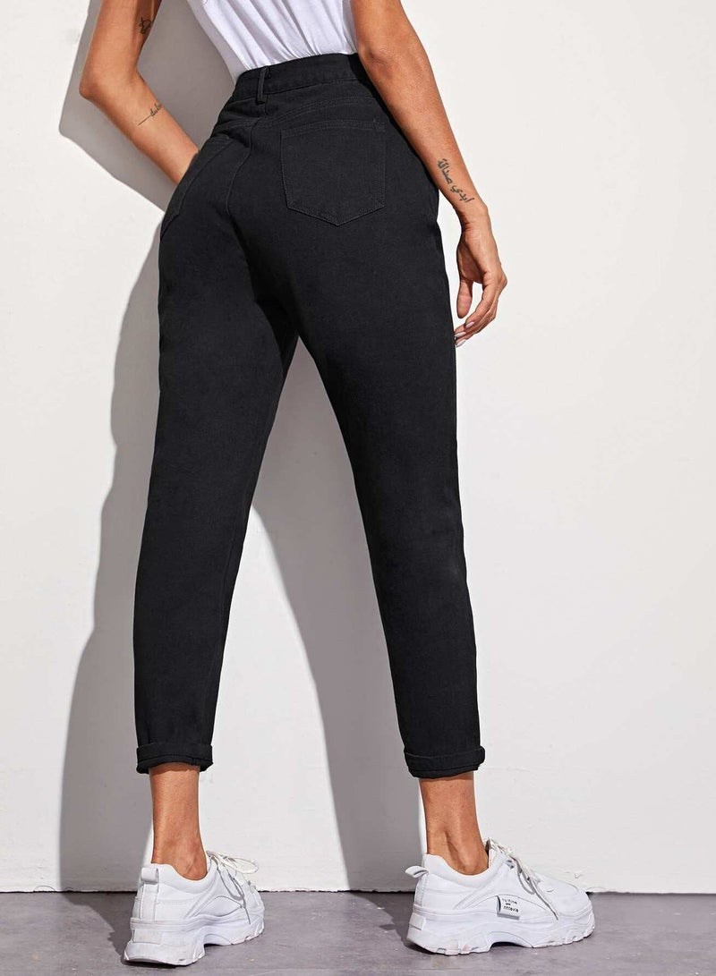 High Waist Cropped Carrot Jeans