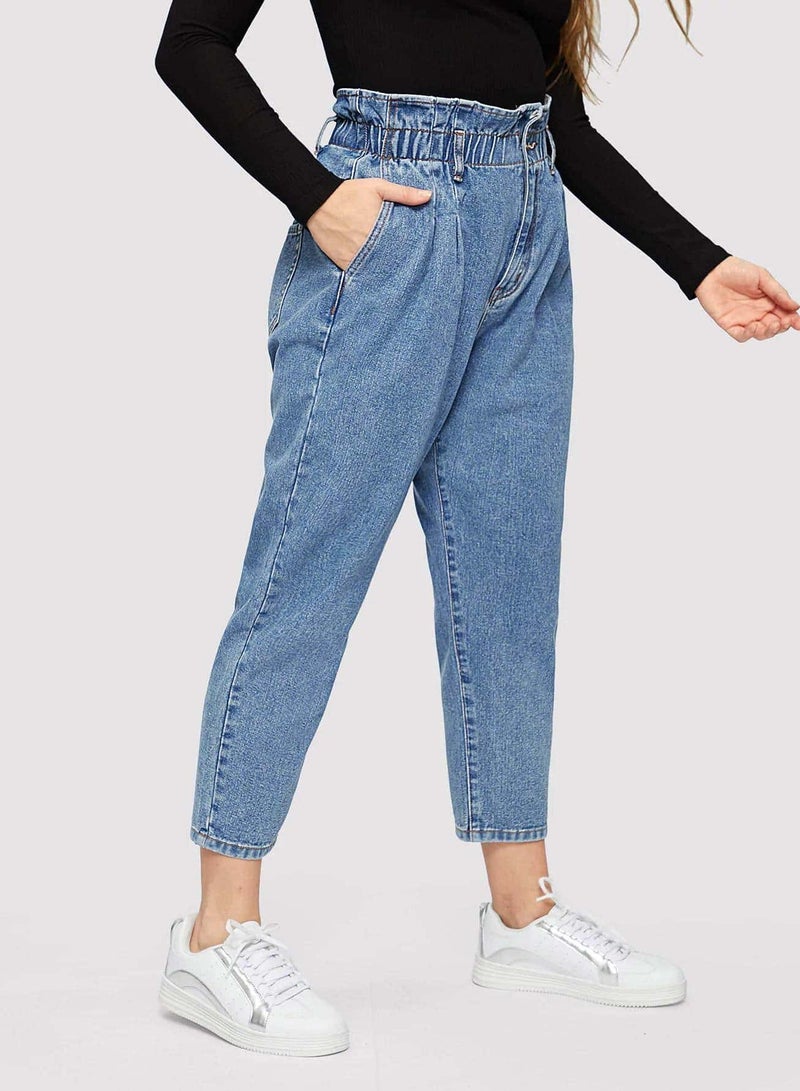 Plus Paperbag Waist Crop Jeans