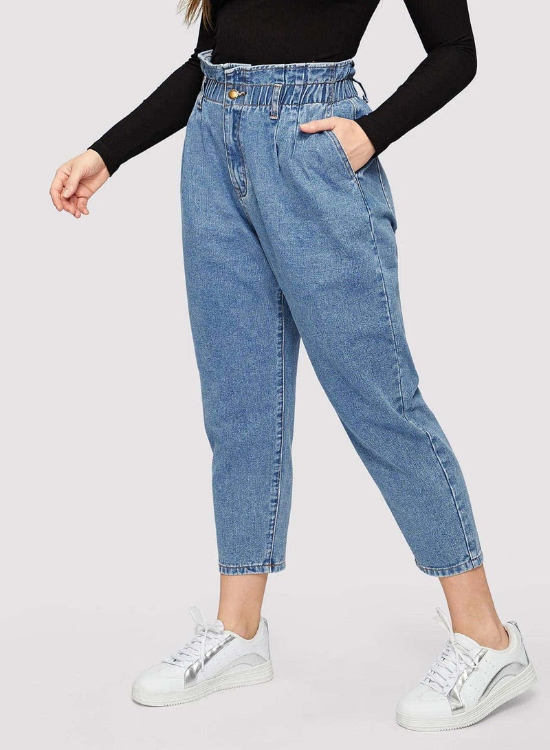 Plus Paperbag Waist Crop Jeans