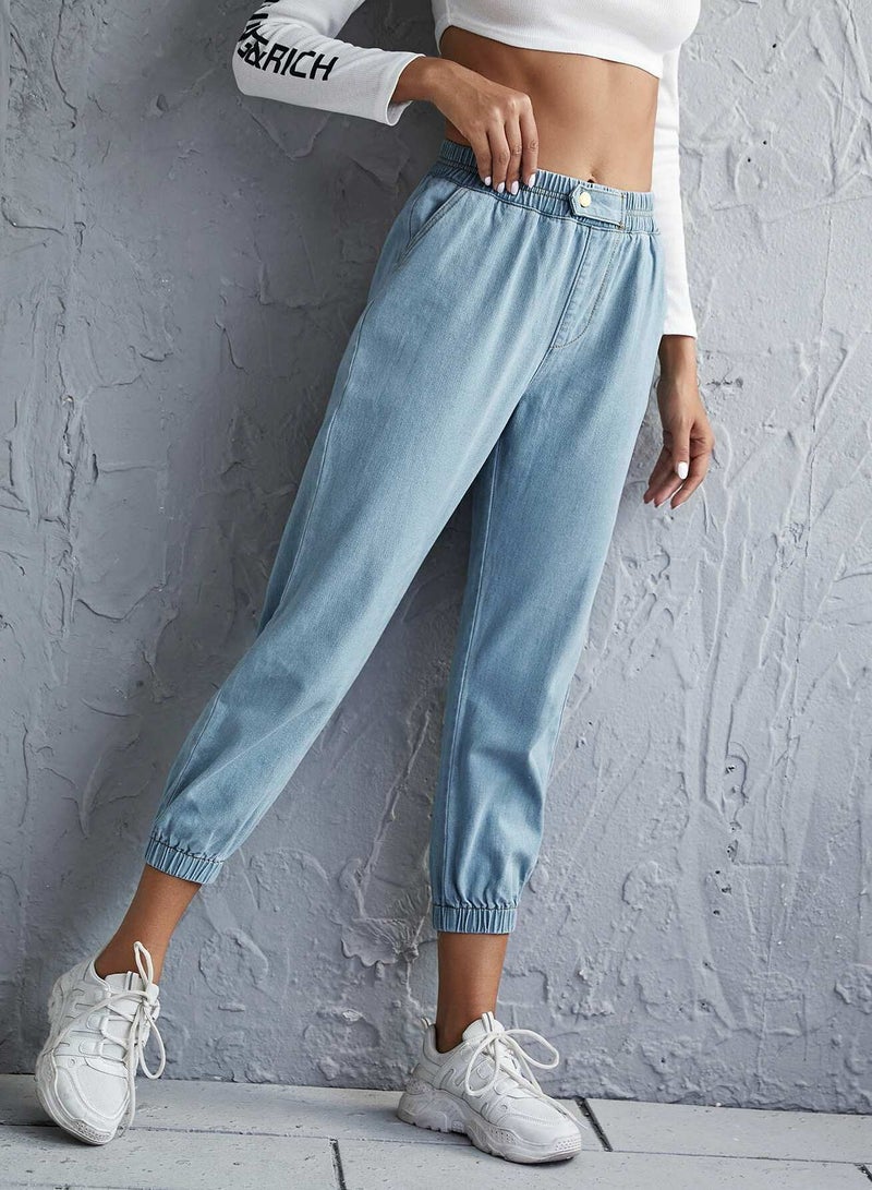 High-Waisted Slant Pocket Jogger Jeans