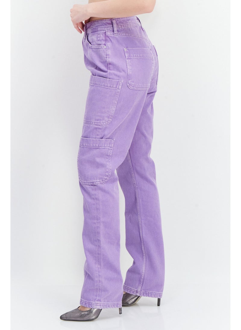 Women Regular Fit Plain Non-Stretchable Jeans, Purple