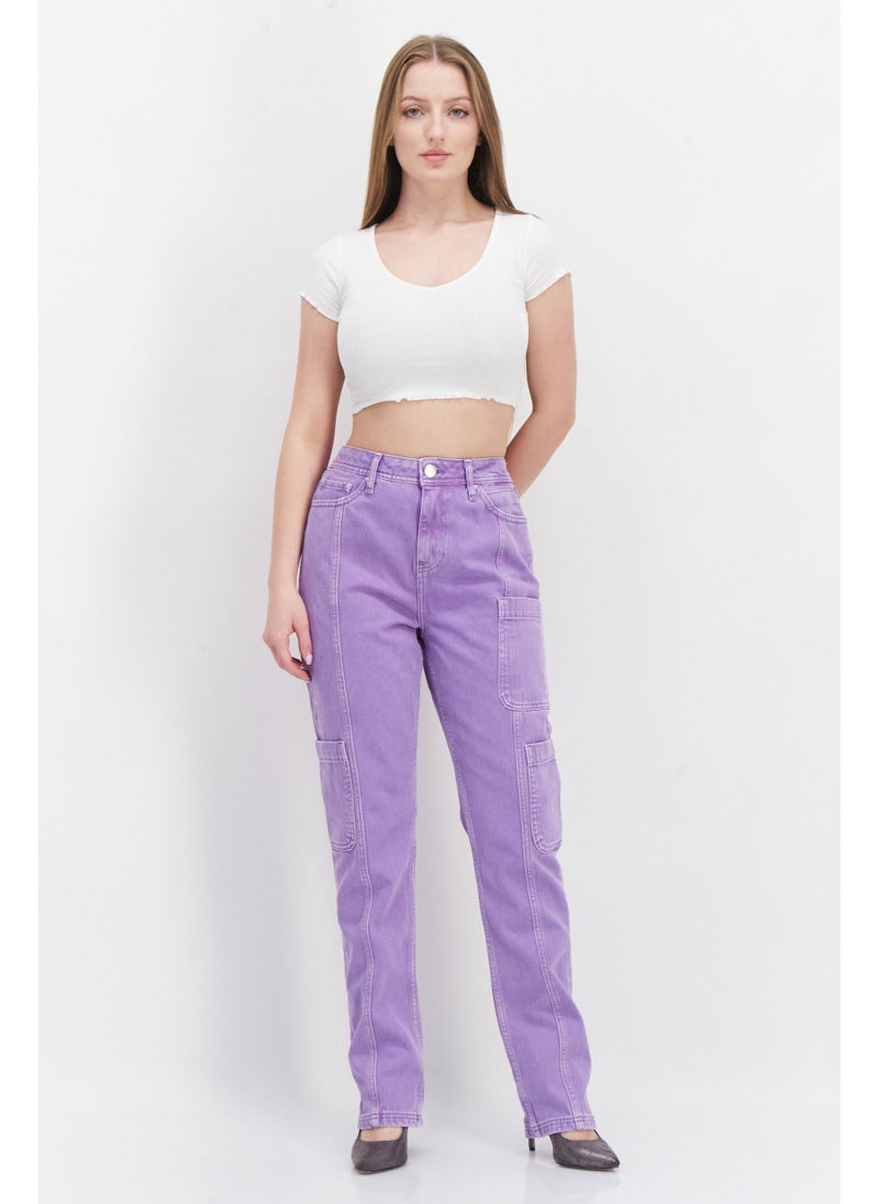 Women Regular Fit Plain Non-Stretchable Jeans, Purple