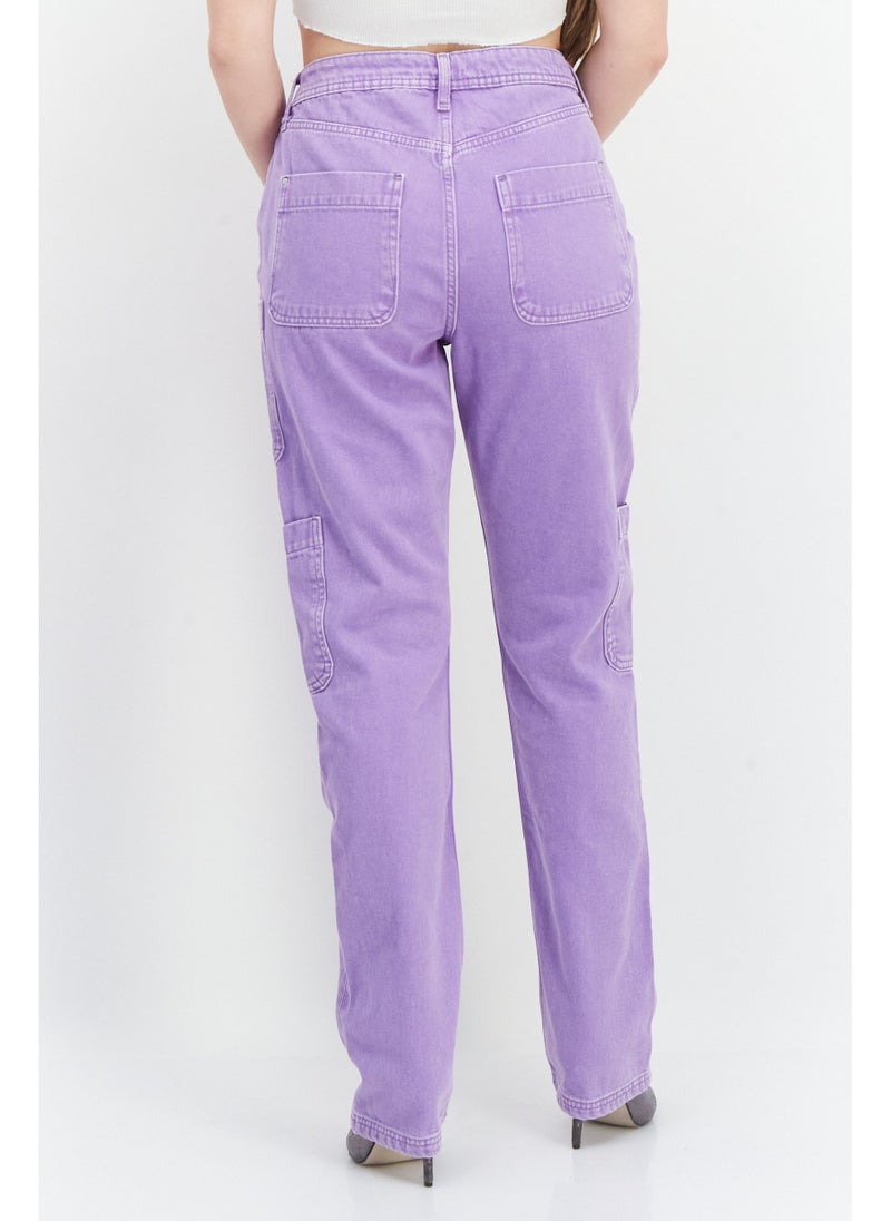 Women Regular Fit Plain Non-Stretchable Jeans, Purple