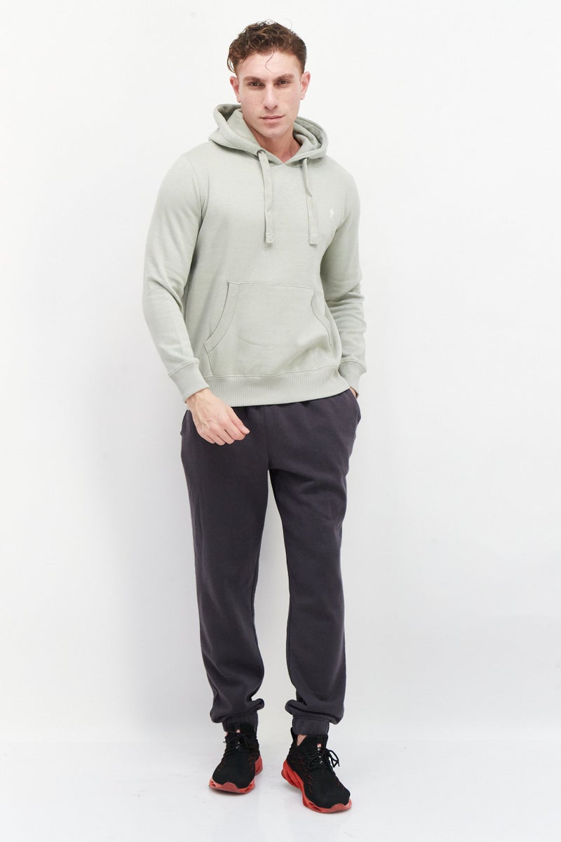 Men Hooded Long Sleeve Brand Logo Hoodie, Sage Green