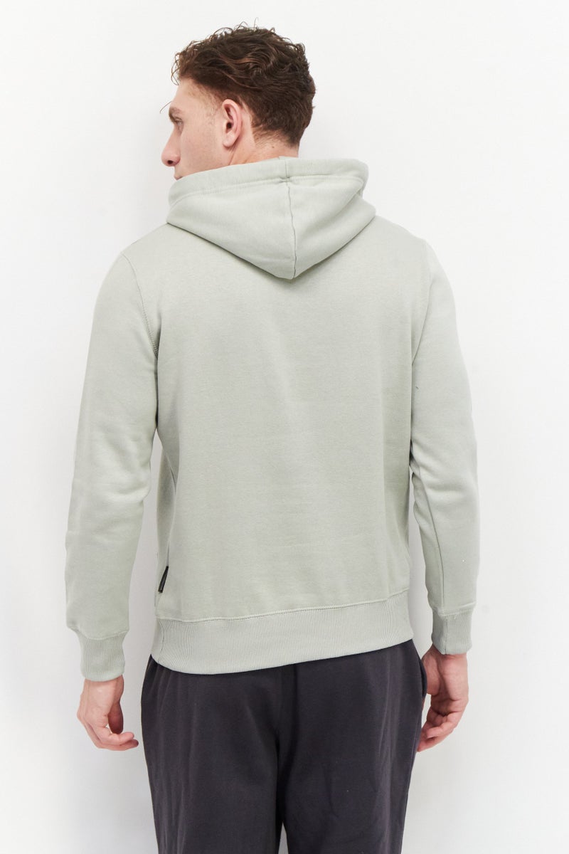Men Hooded Long Sleeve Brand Logo Hoodie, Sage Green