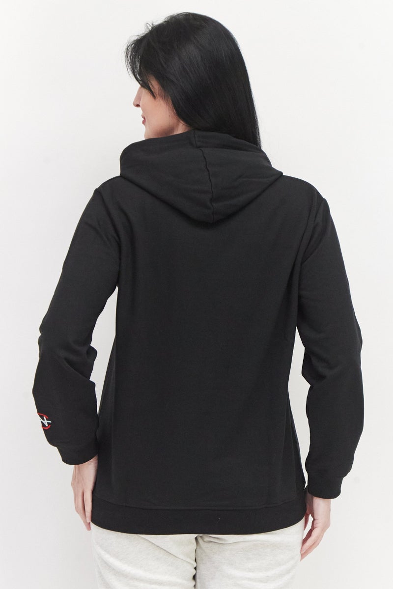Women Hooded Neck Brand Logo Sweatshirts, Black