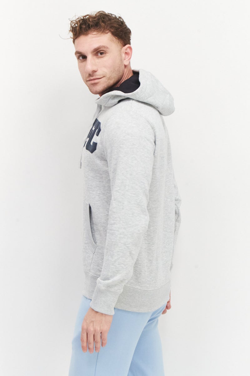 Men Hooded Long Sleeve Graphic Sweatshirt, Grey