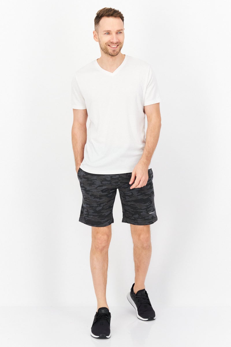 Men Drawstring Camouflage Basic Short, Grey Combo