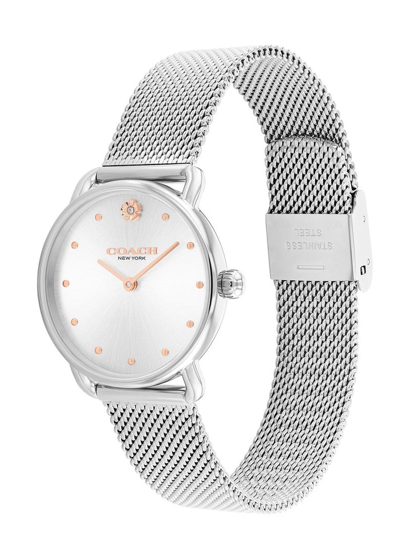 Round Analog Women's Silver/White Case Wrist Watch - 14504221