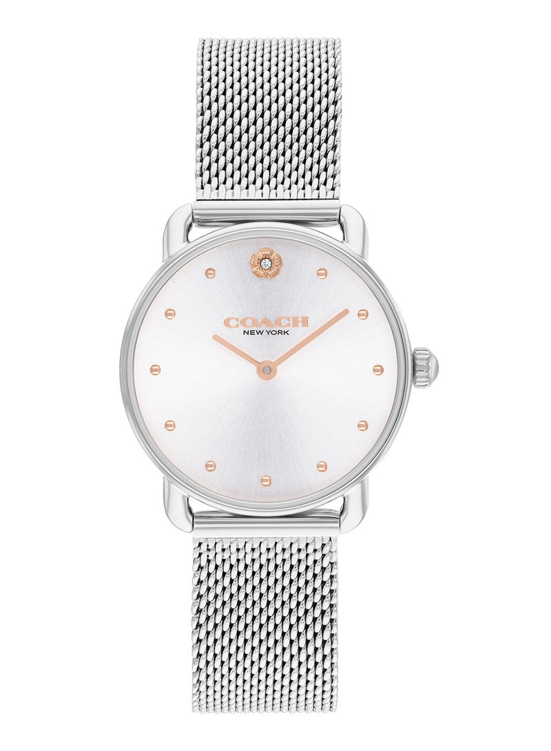 Round Analog Women's Silver/White Case Wrist Watch - 14504221