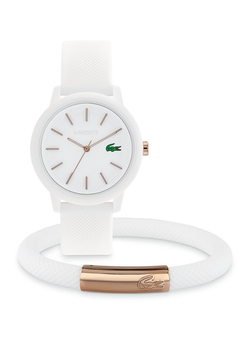 Round Analog Women's White Case Wrist Watch - 2070026