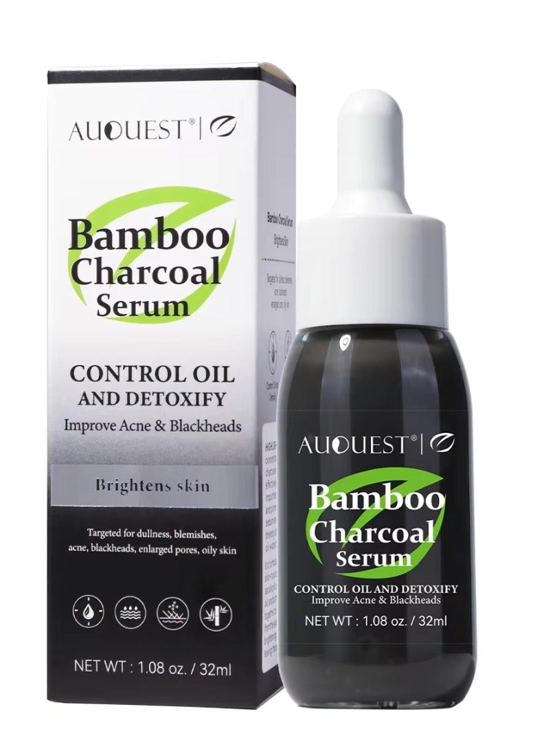 Bamboo Charcoal Serum Bamboo Charcoal Serum Control Oil and Detoxify Reduce Acne Blackheads Brightens Skin Improve Oily Skin Issues Bamboo Charcoal Oil Serum Bamboo Charcoal Acne Face Oil 32ml