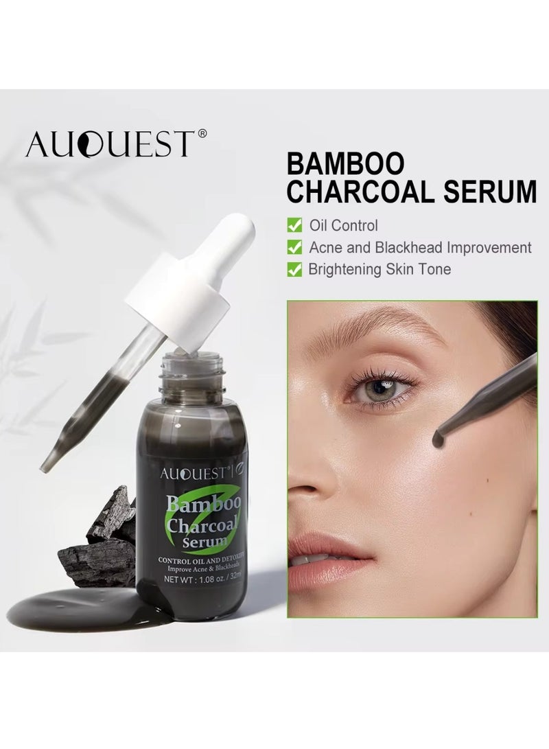 Bamboo Charcoal Serum Bamboo Charcoal Serum Control Oil and Detoxify Reduce Acne Blackheads Brightens Skin Improve Oily Skin Issues Bamboo Charcoal Oil Serum Bamboo Charcoal Acne Face Oil 32ml