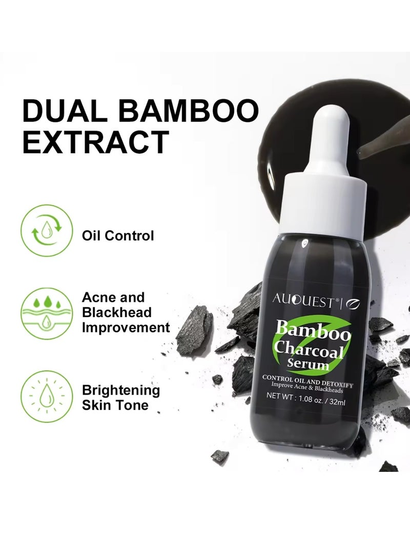 Bamboo Charcoal Serum Bamboo Charcoal Serum Control Oil and Detoxify Reduce Acne Blackheads Brightens Skin Improve Oily Skin Issues Bamboo Charcoal Oil Serum Bamboo Charcoal Acne Face Oil 32ml