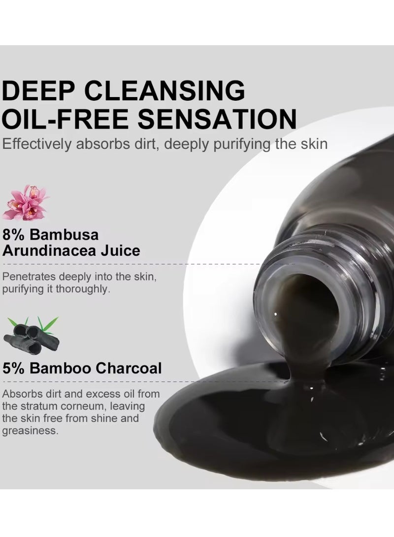 Bamboo Charcoal Serum Bamboo Charcoal Serum Control Oil and Detoxify Reduce Acne Blackheads Brightens Skin Improve Oily Skin Issues Bamboo Charcoal Oil Serum Bamboo Charcoal Acne Face Oil 32ml