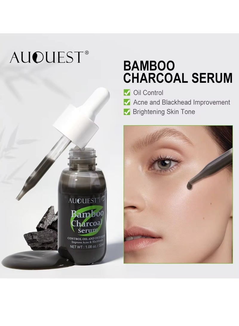 Bamboo Charcoal Serum Bamboo Charcoal Serum Control Oil and Detoxify Reduce Acne Blackheads Brightens Skin Improve Oily Skin Issues Bamboo Charcoal Oil Serum Bamboo Charcoal Acne Face Oil 32ml